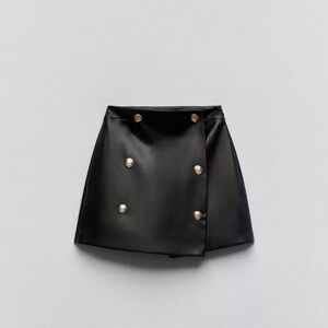 NWT Zara Synthetic Leather Skirt Shorts with Gold Buttons